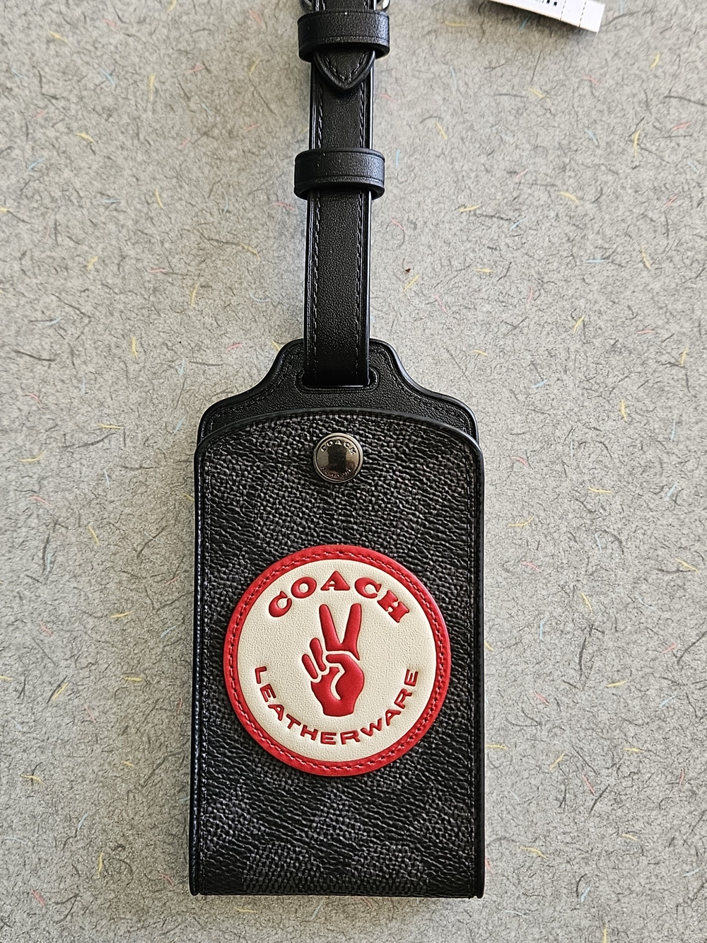COACH Black Leather Luggage Tag